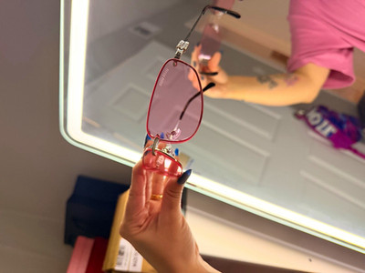 Miu Miu Women s Rimless Metal Sunglasses, Pink Tinted Plastic Lens