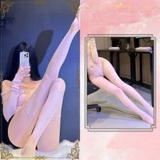 Women Fishnet Stockings Over the knees solid Pink Tights Underwear 10031