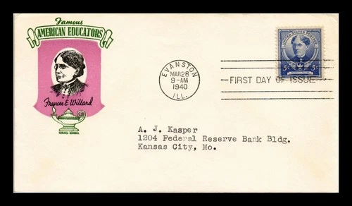 DR JIM STAMPS US COVER FRANCES E WILLARD FAMOUS AMERICANS FDC TORKEL GUNDEL