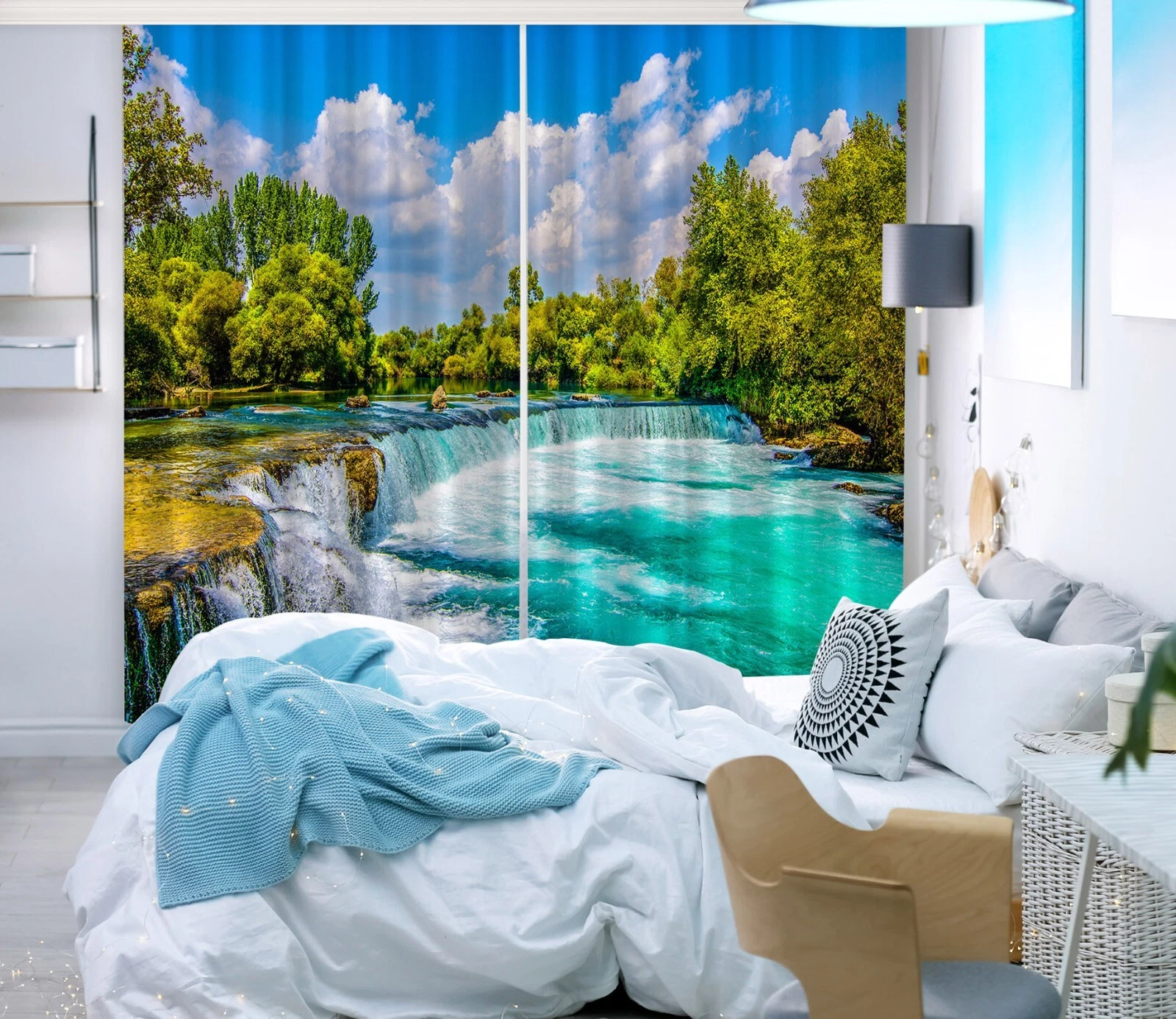 3D Wide River ZHUC213 Photo Curtain Window Blockout Fabric Vera 2023