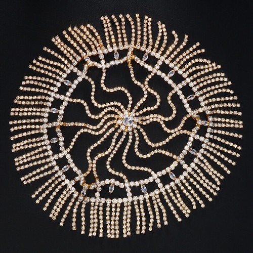 Punk Rhinestone Fringed Hair Chain Headband Crystal Bridal Headwear Headpiece - Picture 13 of 45