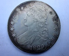 1829 CAPPED BUST HALF DOLLAR 50C VERY NICE O-112A CURL BASE KNOB 2 LINE 6 SOLID