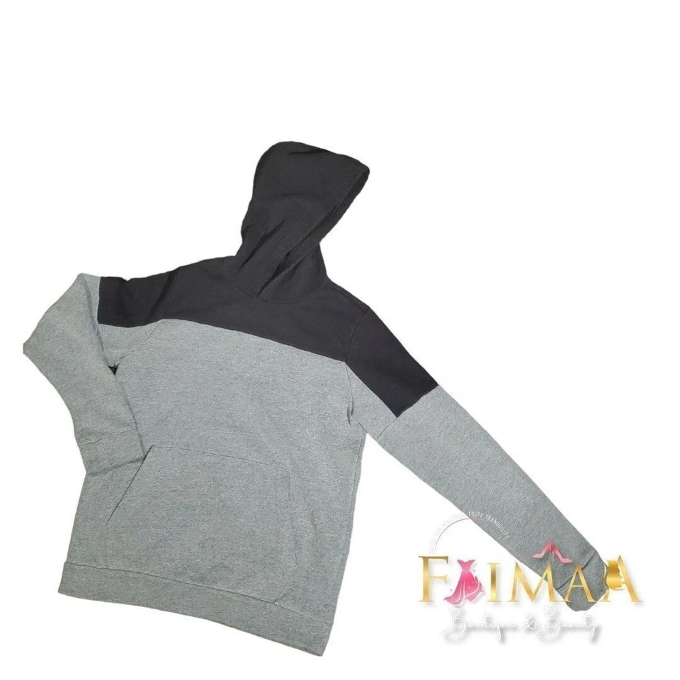 Sudadera con Capucha Pullover Polar Ultra Suave Bloques de Color Negro Gris Tek Gear para Niños Talla XL Foto 2 de 4