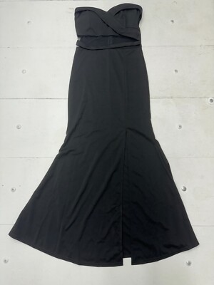 shein black dress with slit SHEIN Black Bandeau Off Shoulder Split Solid Dress Party Sexy Plain Slim  Maxi Dresses Women Autumn Modern Lady Elegant Dress