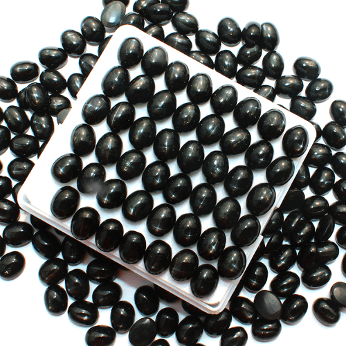 Lote de 25 piedras preciosas calibradas cabujón ovalado de 9 mm x 7 mm con diópsido estrella negra natural - Imagen 22 de 24