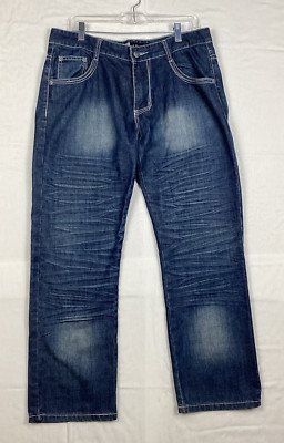 G Lutchini Slim Straight Blue Denim Jeans Men's W34 L30