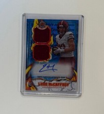 2024 Topps Resurgence Luke McCaffrey Blue Surge Ignite Dual Patch Auto RC 52/99