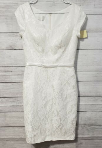 Symphony Of Venus White Lace Formal wedding gown Nwt Shift Dress 10-4753 - 第 1/10 張圖片