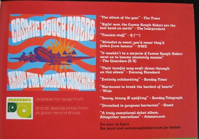 Cosmic Rough Riders: Enjoy the melodic sunshine print ad cut from a 2001 mag