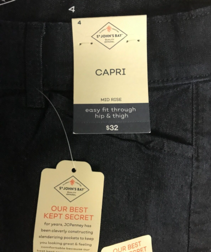 St Johns Bay Größe 4 Capri blau Jeans Mid Rise Damen 28W x 19I Neu mit Etikett - Bild 2 von 8