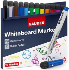 Whiteboard Marker SCHWARZ - BUNT abwischbar mit Schwamm MAGNETISCH Boardmarker