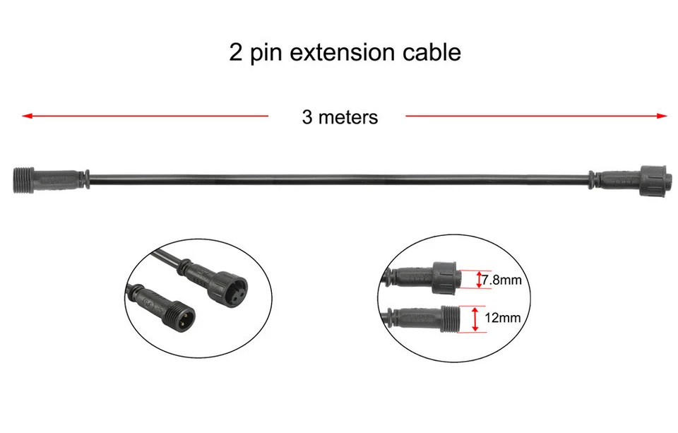 1M 2 Meters 3 Meters Extension Cable For Outdoor LED Deck Light Power Cord IP67 - Image 4 of 4