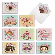 10 Thank You Note Cards - French Treats M4213TYG-B1x10