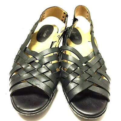 SoftSpots Womens Huarache Sandals Black Leather Comfort Shoes 2\
