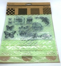 Recollections Stamp Stencil Set Mixed Media Butterflies Floral Love Joy Polka