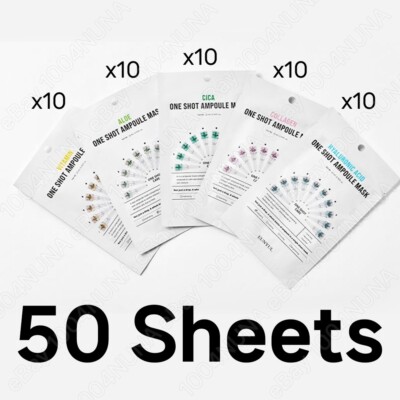 EUNYUL One Shot Ampoule Mask Pack 50 Sheets Face Collagen Facial K-Beauty Korean