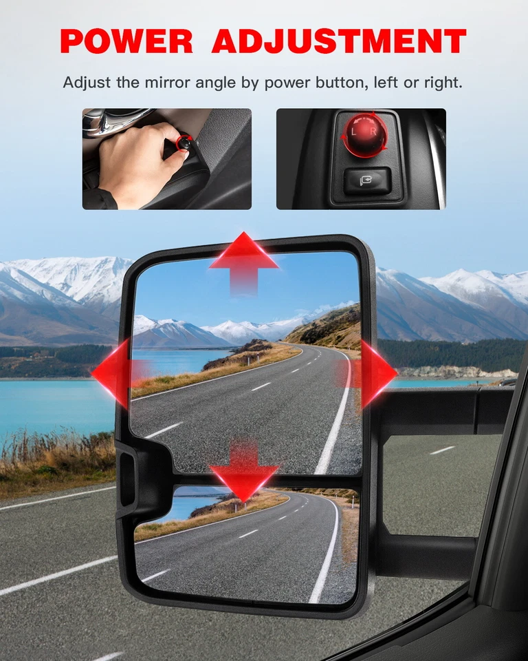 一对电动拖曳镜适用于 88 - 98 雪佛兰 GMC C/K 1500 2500 3500 卡车烟雾信号 — 第 3/4 张图片