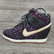 Nike Dunk Sky Hi Größe UK 6 schwarz lila cremeweiß versteckter Keilabsatz Turnschuhe Schuhe 