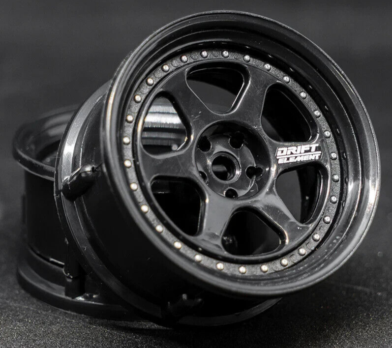 DS Racing 6 SPOKE RIMS Adjustable Offset Wheels  BLACK / BLACK -2PCS #DE-206