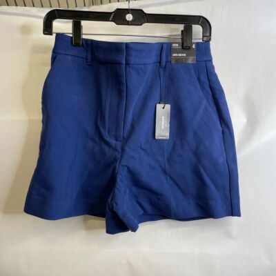 EXPRESS Editor Super High Waisted Tailored Shorts Women's Size 4 Blue