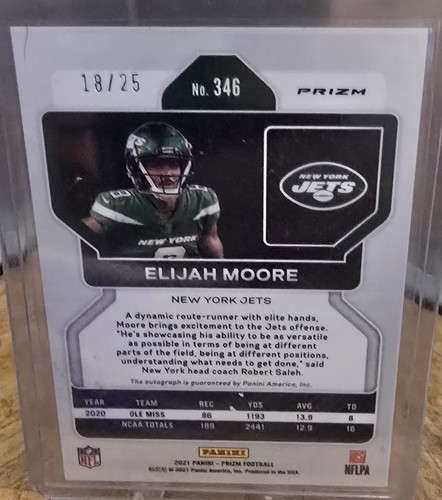 2021 Panini Prizm #346 Elijah Moore Rookie Autographs Prizm Camo #18/25 - Picture 2 of 2