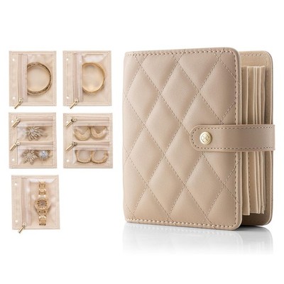 Small Jewelry Book Organizer - Leather Travel Jewelry Case with 5 Detachable ...