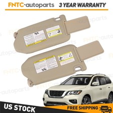 NEW Left & Right Sun Visor w/ Lights For Nissan Pathfinder 2013-2016 Beige