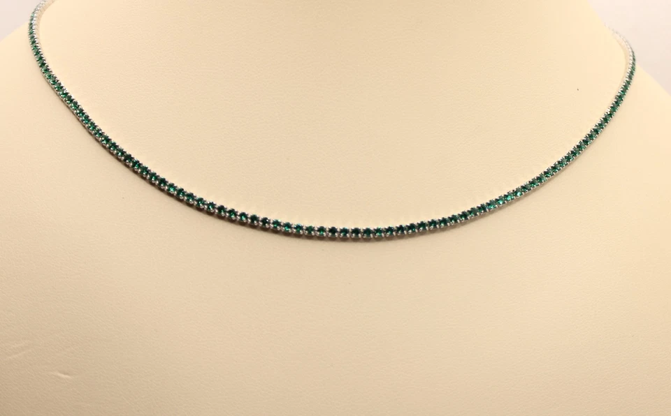 COLLANA TENNIS ARGENTO RODIATO DONNA MM 2 ZIRCONI SMERALDO CM 40-45 EXPLOIT - Immagine 4 di 4