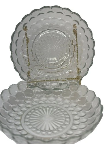 VTG Anchor Hocking Bubble Clear Glass Serving Plates Set 2 MCM Dinnerware