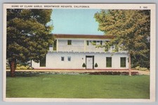 Postcard Home Clark Gable Brentwood Heights CA Ranch House Trees UNP Linen