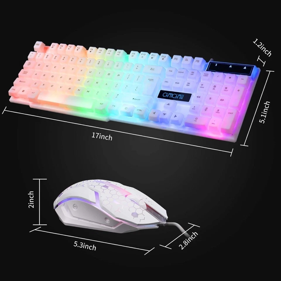 Teclado Ratón Gaming RGB Blanco USB Retroiluminado LED PS4 Xbox PC - Image 2 of 4