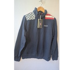 Vineyard Vines Kids XL 18 Shep Shirt Quarter Zip Navy Blue American Flag Logo