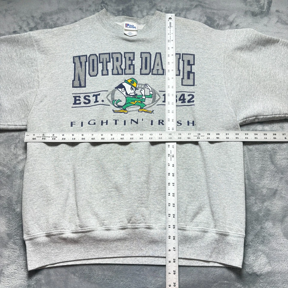 Vintage Notre Dame Fighting Irish Sweatshirt Mens XL Gray Pro Player NCAA - Image 4 of 4