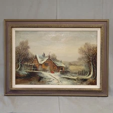 Old Mill Near Hergarmney by M. Thompson 1887, signed, oil on canvas painting