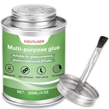 Multi-Purpose Super Glue | 4 Oz High Strength Clear Adhesive with Brush | for Wo