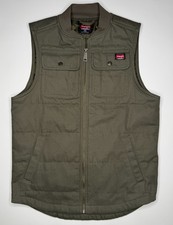 Wrangler Workwear Mens Olive Green Canvas Quilted Utility Vest WW65204-23  S