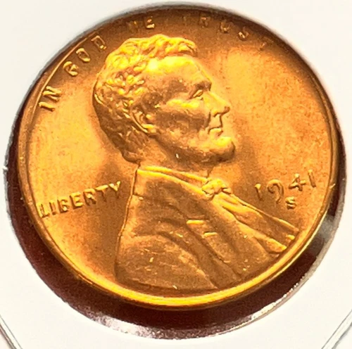 1941-S Lincoln Wheat Cent Penny GEM RED BU From an Original Bank Roll