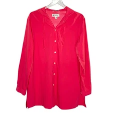 Coolibar L Pink UPF 50+ Womens Palma Aire Beach Shirt Sun Protective Resort