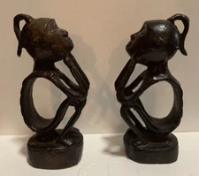 Pair of Antique Bronze Statues Africa Or Timor African Art Primitive