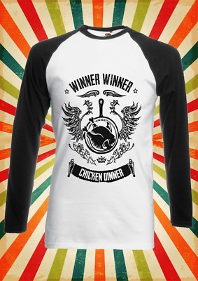 Winner Chicken Dinner PUBG Herren Damen langes kurzärmliges Baseball-T-Shirt 2096