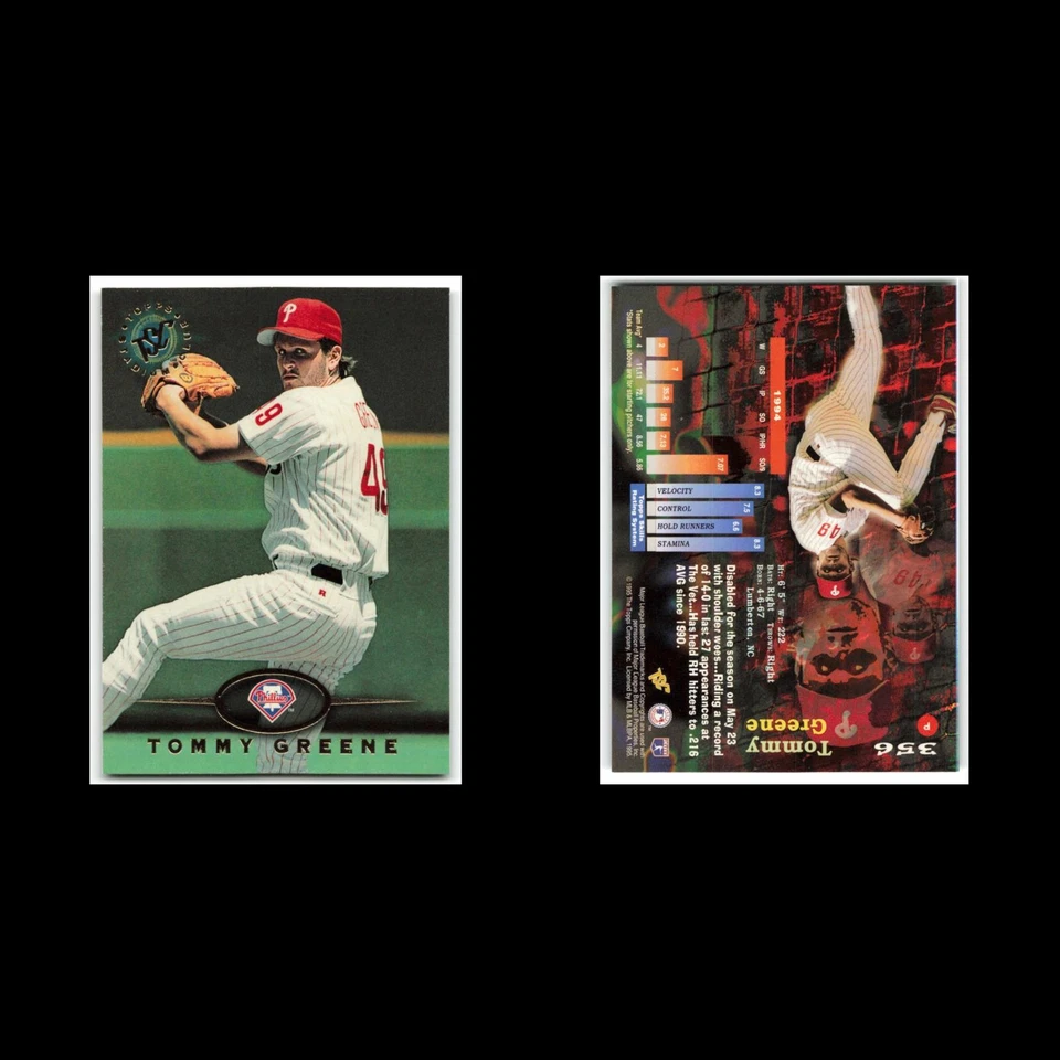 Tommy Greene #356 1995 Topps Stadium Club Philadelphia Phillies Baseball Card NM - Image 3 of 3