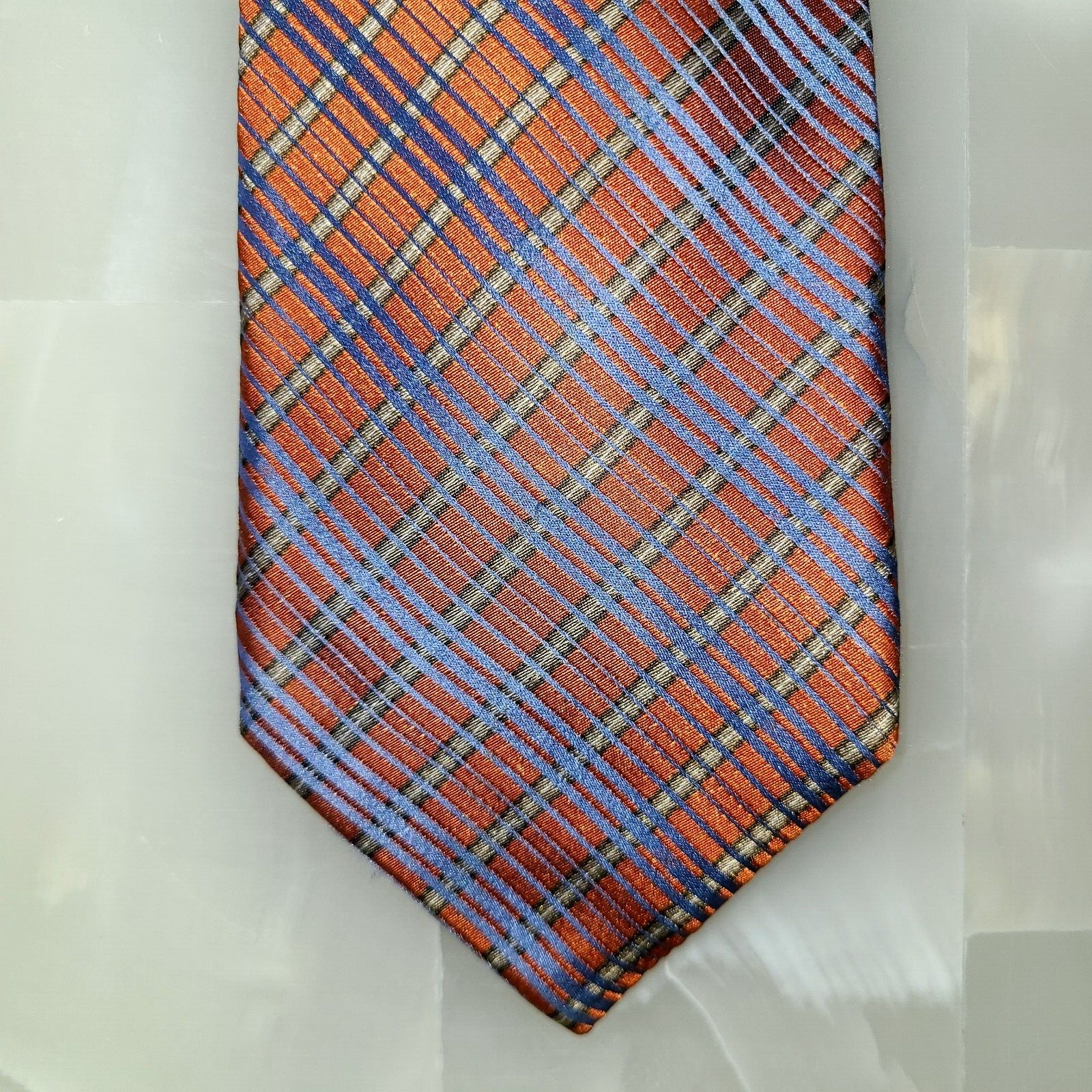 Zilli Pattern ZILLI TIE IN ORANGE WITH BLUE AND YELLOW GEOMETRIC DESIGN. | eBay