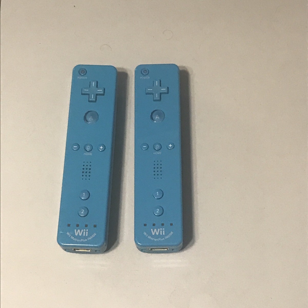 Nintendo Wii Blue Controller Set Of 2. Motion Plus. Tested