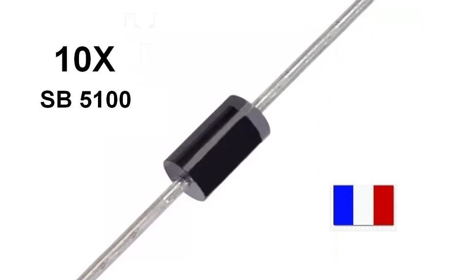 LOT 10X diode SCHOTTKY SB5100 5A 100V- DO201 COMPATIBLE SR5100 SB5B0 MBR5100