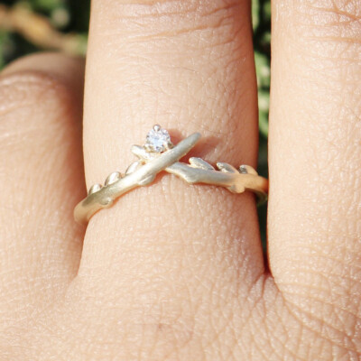 14K Gold 0,03 ct VS/F-G Diamant Baum Zweig Design Ring - The Jewelz