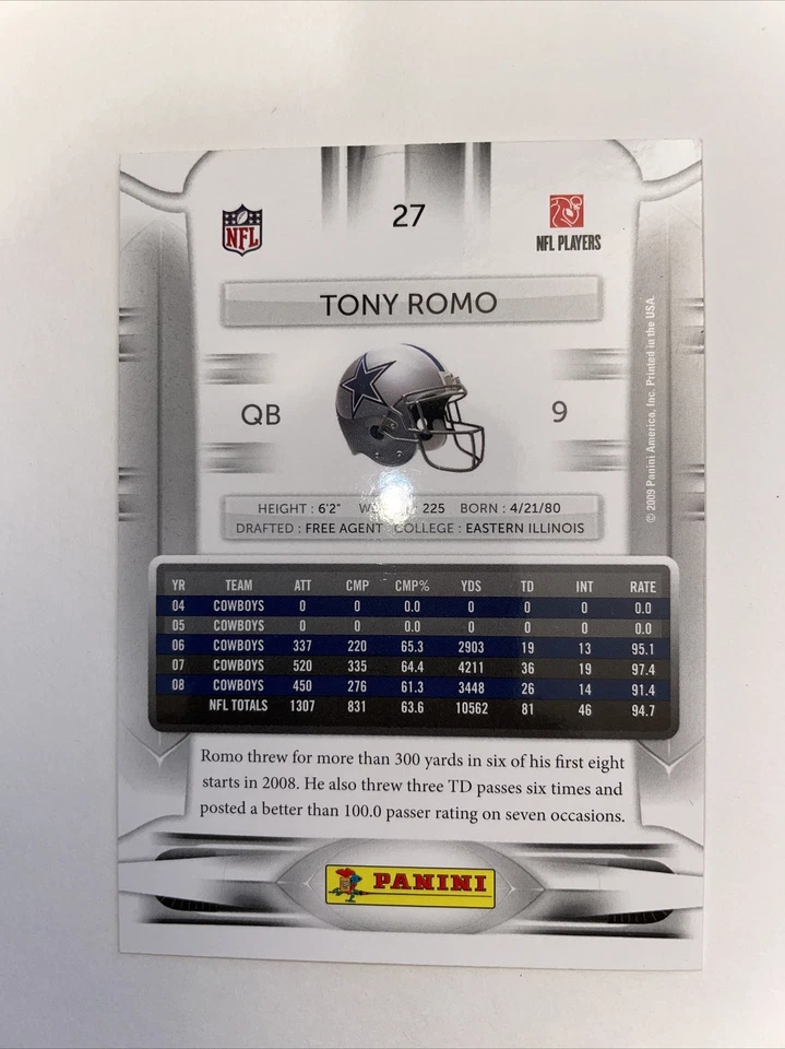 Tony Romo 27 Prestige SC118 - Image 2 of 2