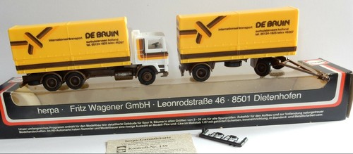 Herpa HO 1/87 Volvo F12 Truck + Bruin International Transport Box Trailer - Picture 2 of 4