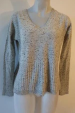 Womens Derek Lam 10 Crosby Gray Black Speckled Cashmere Pullover Sweater P US/XS