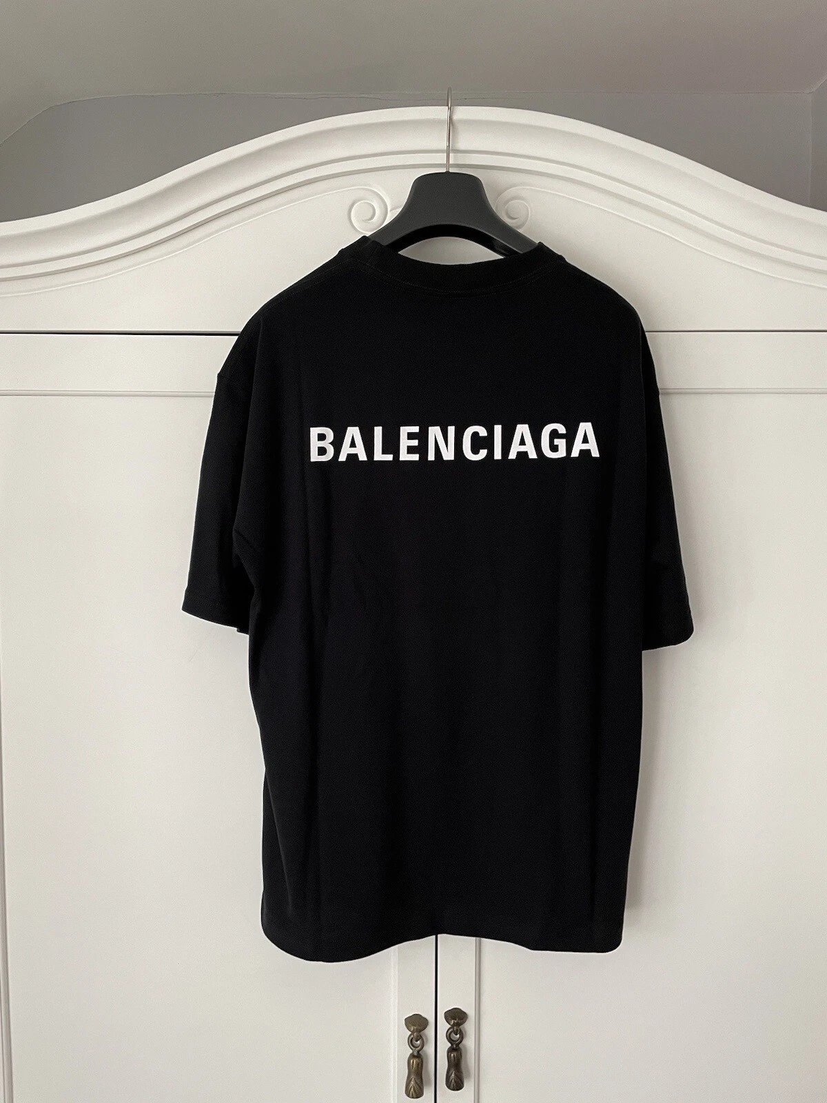 Balenciaga — BALENCIAGA Designer Oversized Black & White Branded  T-shirt