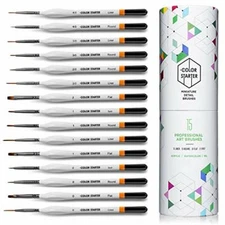 Color Starter Miniature Paint Brushes Detail Set 15 pc Fine Detail Brush Kit